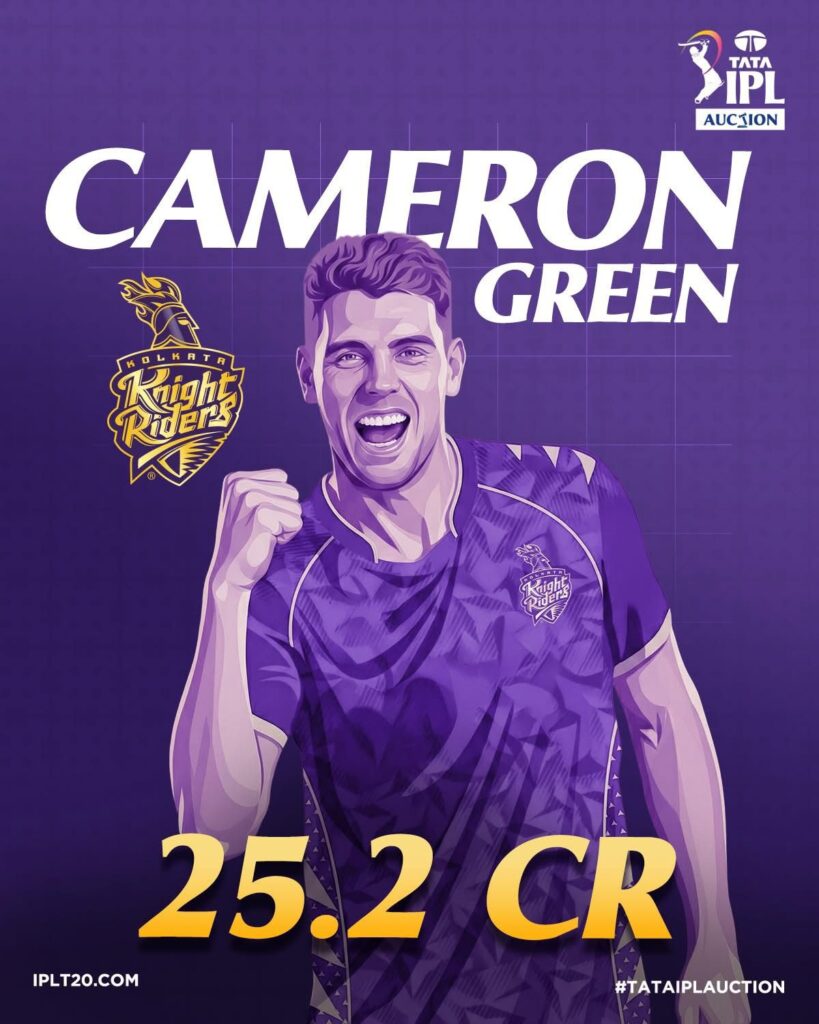 Cameron Green ipl auction kkr for