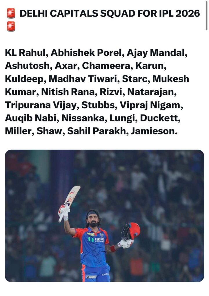 Delhi Capitals Squad for IPL 2026