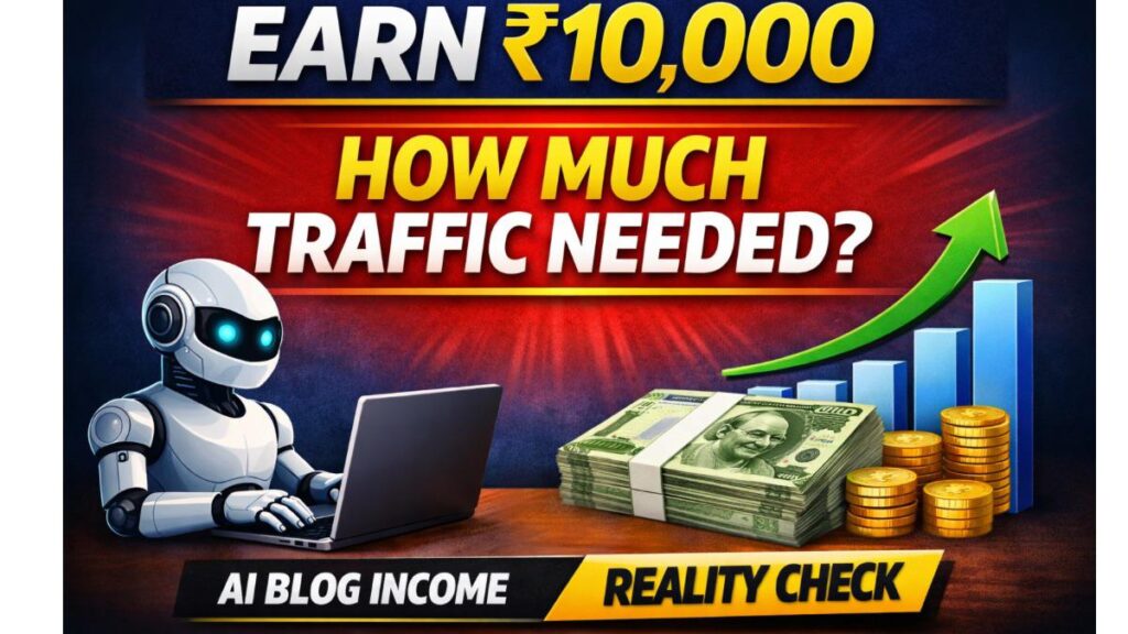 How much traffic is needed to earn 10000 from an AI blog?