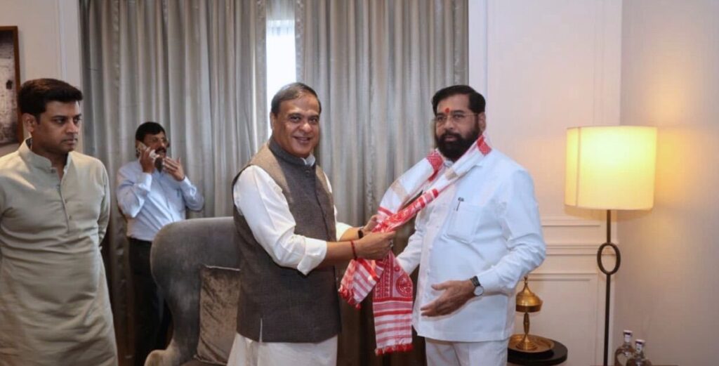 Himanta Biswa Sarma Meets Eknath Shinde Guwahati,