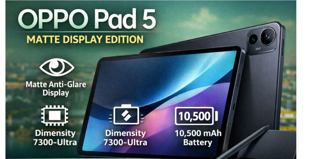 OPPO Pad 5 Matte Display Edition launches in Singapore with an eye-friendly matte screen, strong battery life, and balanced performance for daily use.