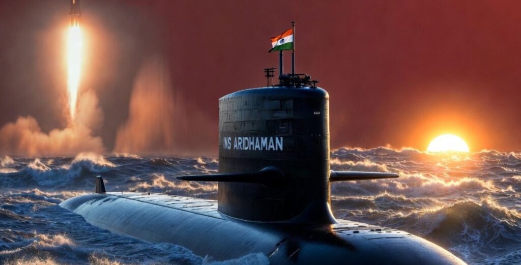 India commissions INS Aridhaman, its advanced 7,000-tonne third nuclear-powered ballistic missile submarine with 8 missile tubes and K-4 capability. Rajnath Singh inducts the stealth giant, strengthening sea-based nuclear triad and second-strike power amid Indo-Pacific tensions.