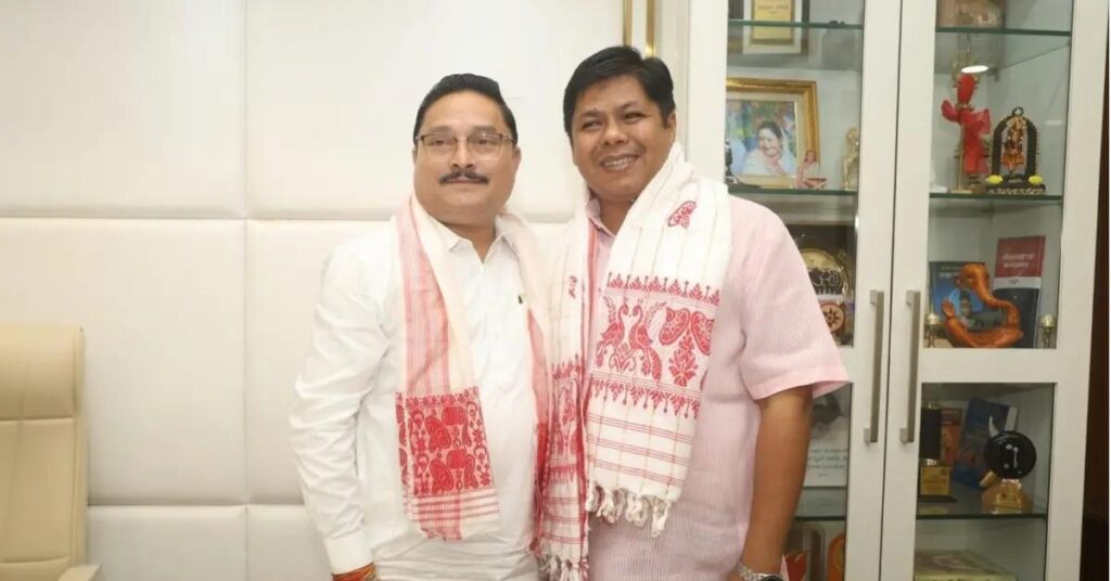 Taranga Gogoi, newly appointed Political Secretary to Assam Chief Minister Himanta Biswa Sarma, during a courtesy visit to BJP leaders at Atal Bihari Vajpayee Bhawan in Assam.