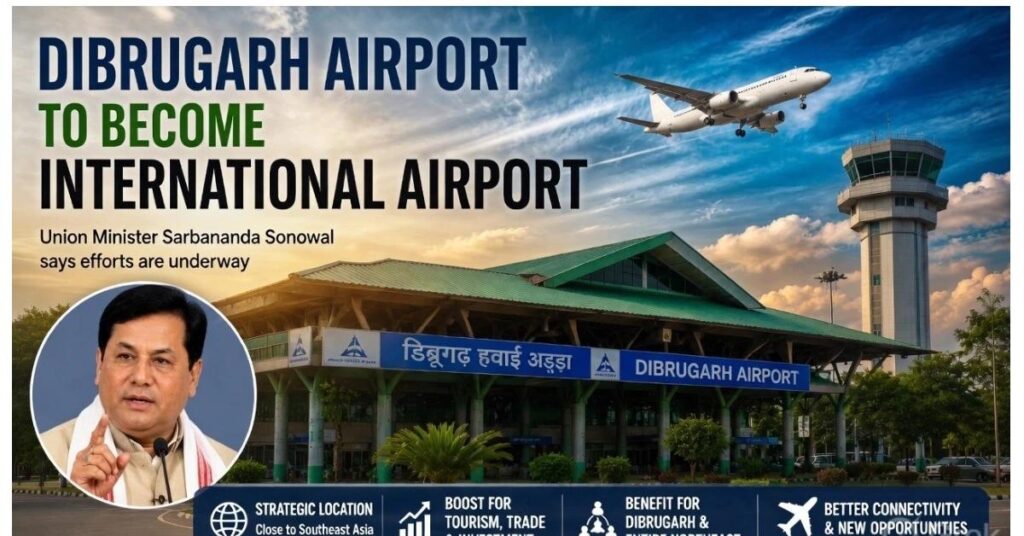 Dibrugarh Airport international upgrade announcement by Union Minister Sarbananda Sonowal 2026