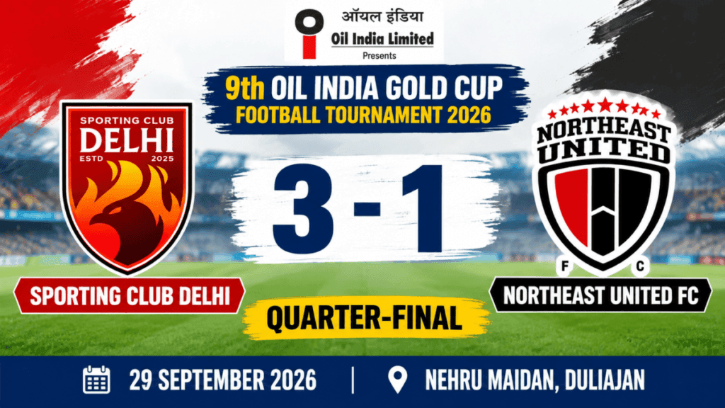 Sporting Club Delhi 3–1 NorthEast United FC: OIL India Gold Cup 2026 1 453CB826 5CCC 4302 B208 3CF343E353BD 1